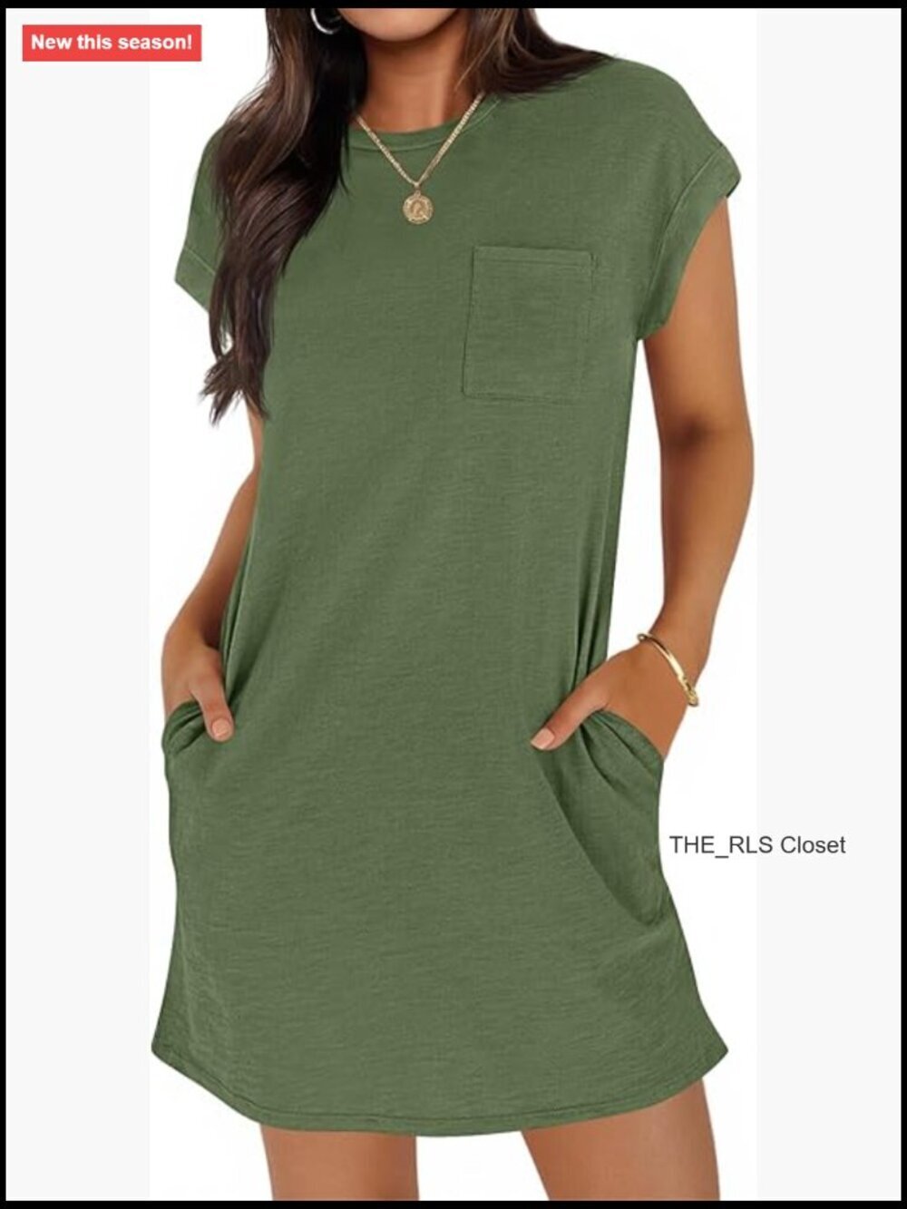 Summer T Shirt Dress Casual Short Sleeve Crewneck Loose Fit Mini with Pockets